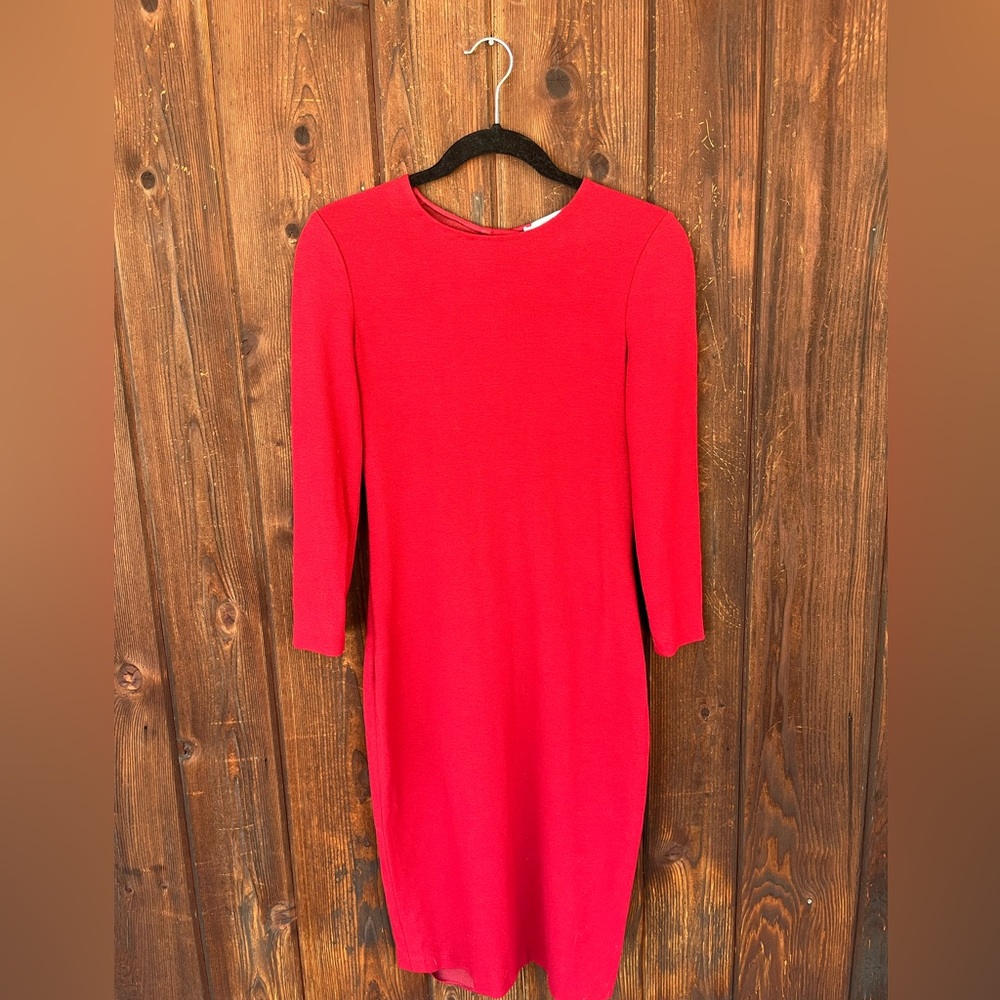 Vince fitted knit dress in crimson size XS